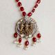 Handmade Brass Metal Jewellery Red Bead Pendant Set